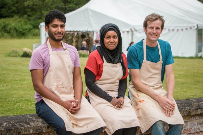 Television programme: The Great British Bake Off, picture shows - finalists Tamal Ray, Nadiya Hussain and Ian Cumming. (C) Love Productions - Photographer: Mark Bourdillon