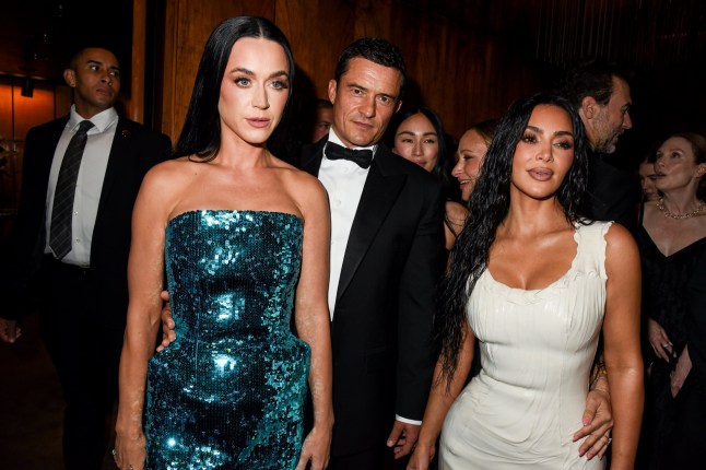 Katy Perry, Orlando Bloom and Kim Kardashian at the Kering Caring for Women Dinner during New York Ready to Wear Fashion Week held at The Pool on September 9, 2024 in New York, New York. (Photo by Steve Eichner/WWD via Getty Images)