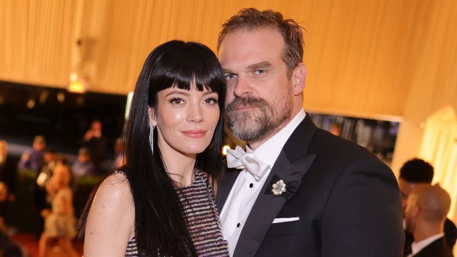 NEW YORK, NEW YORK - MAY 02: (Exclusive Coverage) (L-R) Lily Allen and David Harbour depart The 2022 Met Gala Celebrating "In America: An Anthology of Fashion" at The Metropolitan Museum of Art on May 02, 2022 in New York City. (Photo by Matt Winkelmeyer/MG22/Getty Images for The Met Museum/Vogue )