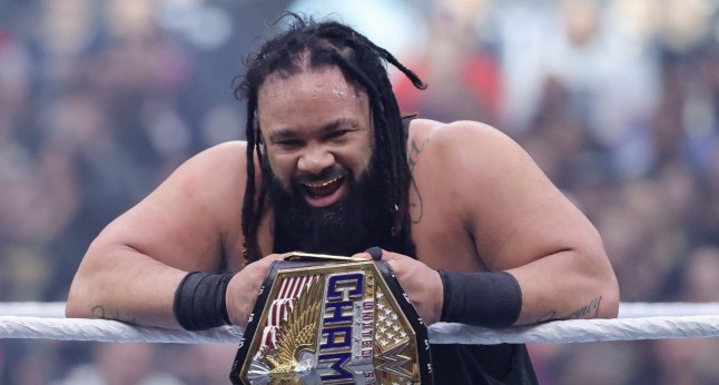 LAS VEGAS, NEVADA - APRIL 19: Jacob Fatu celebrates after defeating LA Knight, not pictured, during their United States Championship match in WrestleMania 41 at Allegiant Stadium on April 19, 2025 in Las Vegas, Nevada. (Photo by Ethan Miller/Getty Images)