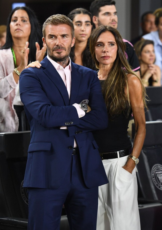 Mandatory Credit: Photo by Larry Marano/REX/Shutterstock (14041836ah) David Beckham and Victoria Beckham are seen as Lionel Messi of Inter Miami CF Vs Orlando City during theLeague?s Cup match at DRV PNK Stadium, Fort Lauderdale, Florida, USA Inter Miami CF v Orlando City, Leagues Cup football match, DRV PNK Stadium, Fort Lauderdale, Florida, USA - 02 Aug 2023