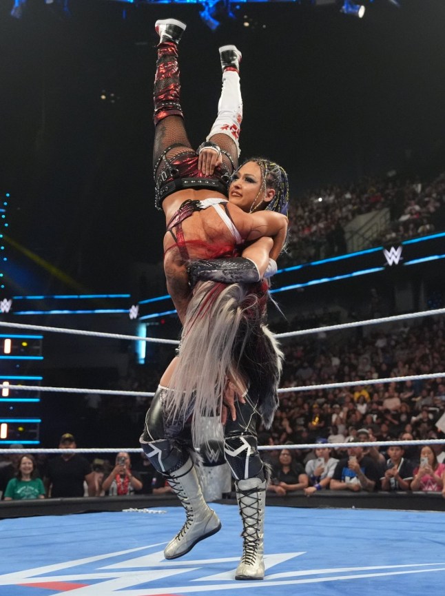 BAKERSFIELD, CALIFORNIA - JUNE 6: Giulia In action against Zelina Vega during SmackDown at Dignity Health Arena on June 6, 2025 in Bakersfield, California. (Photo by Craig Ambrosio /WWE Via Getty Images)