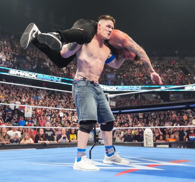 GRAND RAPIDS, MICHIGAN - JUNE 20: John Cena in action against CM Punk during SmackDown at Van Andel Arena on June 20, 2025 in Grand Rapids, Michigan. (Photo by Craig Melvin/WWE via Getty Images)