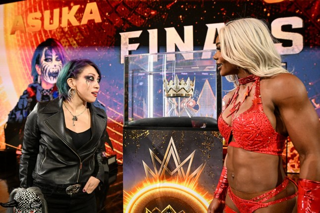 COLUMBUS, OHIO - JUNE 23: Asuka and Jade Cargill face off during Monday Night RAW at Nationwide Arena on June 23, 2025 in Columbus, Ohio. (Photo by Michael Marques/WWE via Getty Images)