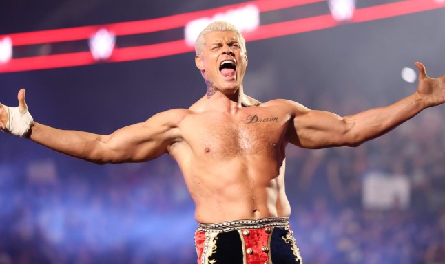 Cody Rhodes shouts with joy as he enters the ring during WWE Monday Night RAW