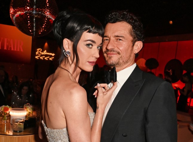 BEVERLY HILLS, CALIFORNIA - MARCH 02: EXCLUSIVE ACCESS Katy Perry and Orlando Bloom attend the 2025 Vanity Fair Oscar Party Hosted By Radhika Jones at Wallis Annenberg Center for the Performing Arts on March 02, 2025 in Beverly Hills, California. (Photo by Dave Benett/VF25/WireImage for Vanity Fair)