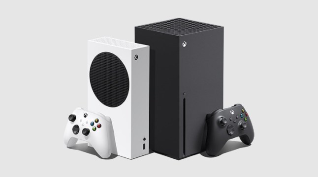 Black Xbox Series X console and white Xbox Series S console stood next to each other