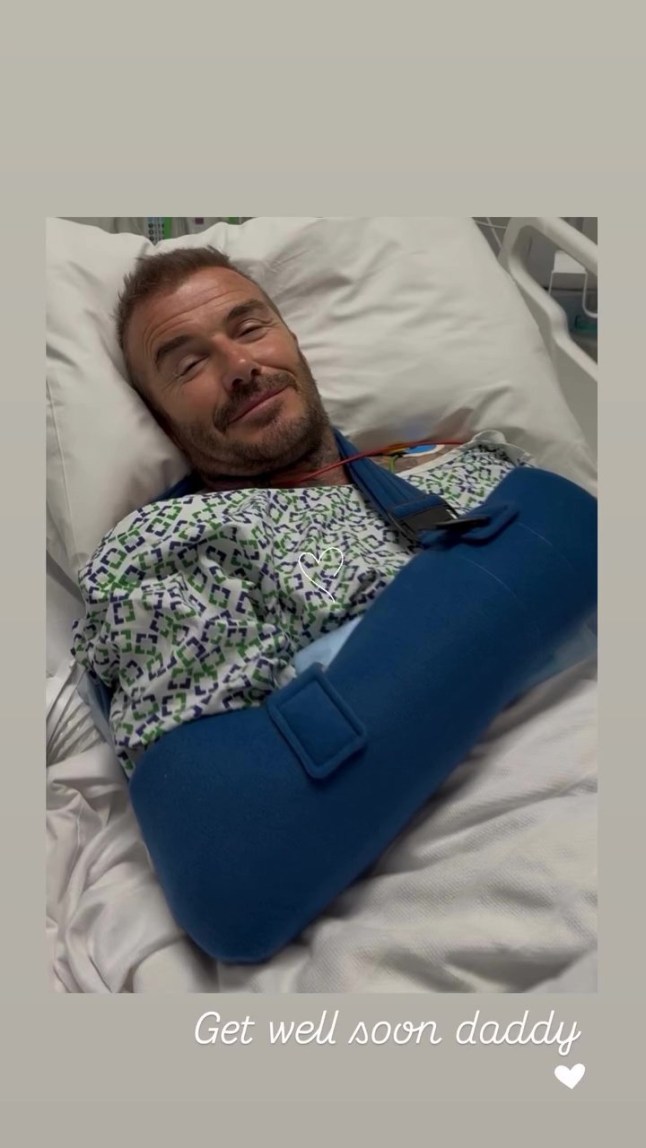 Victoria Beckham posts pics of David in hospital after treatment on his arm