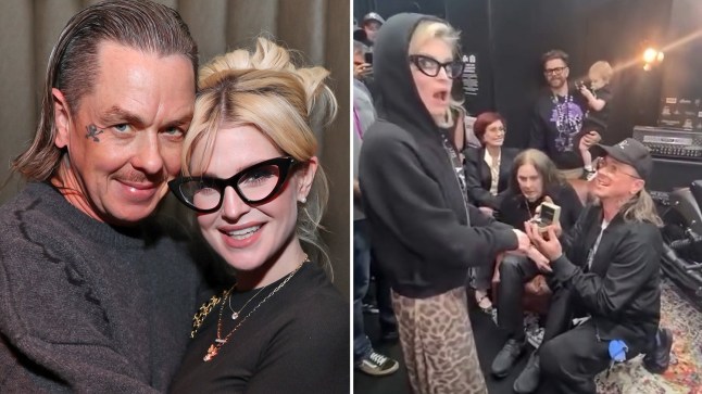 Kelly Osbourne and her partner Sid Wilson as he proposes