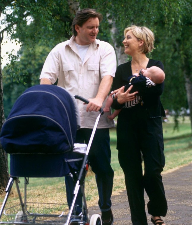 Fiona Phillips and Martin Frizell with their two children in 1999