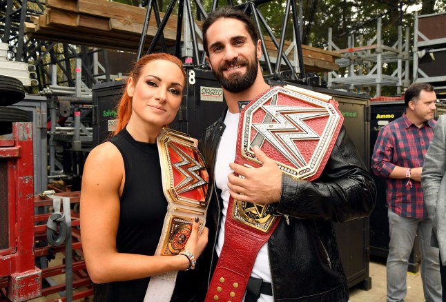 NEW YORK, NEW YORK - SEPTEMBER 28: Becky Lynch and Seth Rollins attend the 2019 Global Citizen Festival: Power The Movement in Central Park on September 28, 2019 in New York City. (Photo by Kevin Mazur/Getty Images for Global Citizen)