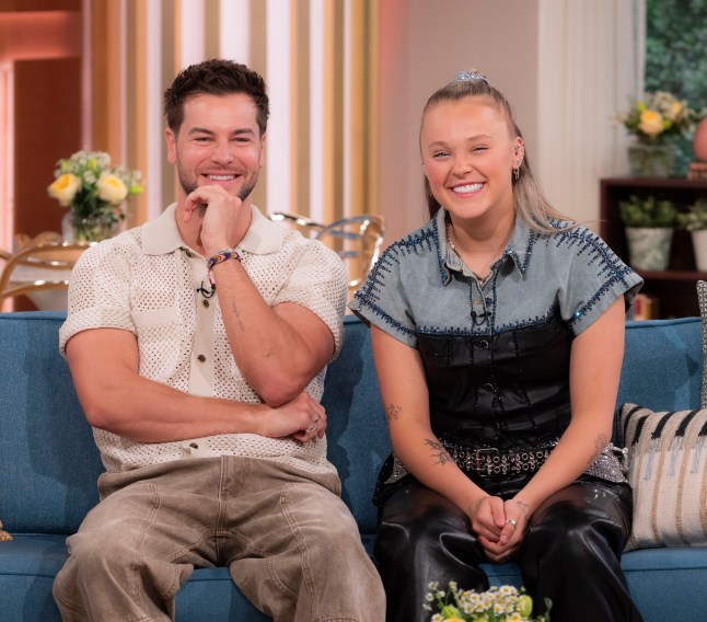 Editorial use only Mandatory Credit: Photo by Ken McKay/ITV/Shutterstock (15273573o) Chris Hughes, JoJo Siwa 'This Morning' TV show, London, UK - 28 Apr 2025
