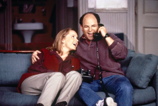 SEINFELD -- "The Engagement" Episode 1 -- Pictured: (l-r) Heidi Swedberg as Susan Biddle Ross, Jason Alexander as George Costanza (Photo by Gary Null/NBCU Photo Bank/NBCUniversal via Getty Images via Getty Images)
