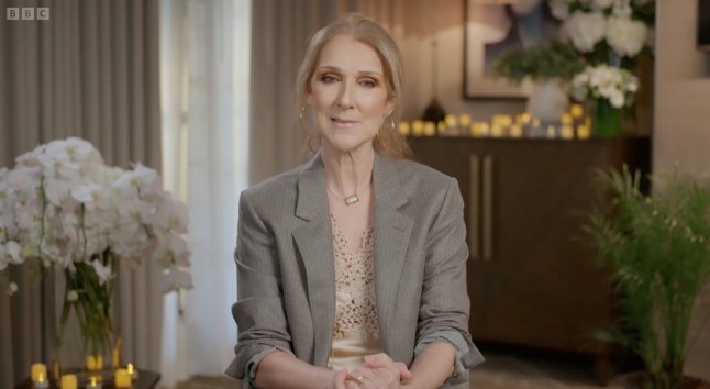 UNCLEARED GRABS: Celine Dion message during Eurovision semi-final - credit BBC1