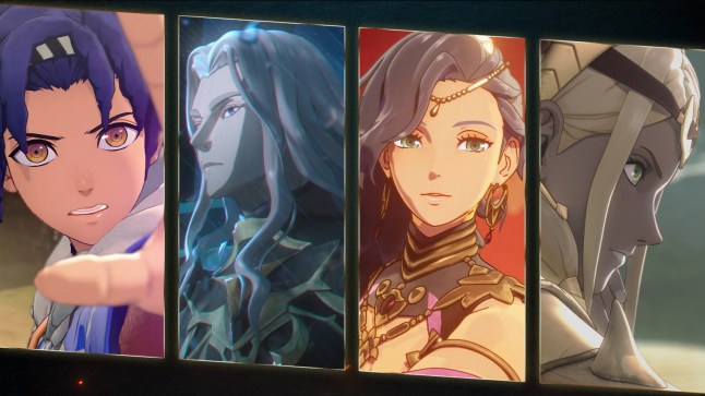Fire Emblem: Fortune's Weave graphics of four characters