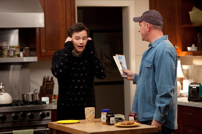 GLEE: Burt (Mike O'Malley, R) and Kurt (Chris Colfer, L) have a heart-to-heart in the "Sexy" episode of GLEE airing Tuesday, March 8 (8:00-9:01 PM ET/PT) on FOX. (Photo by FOX Image Collection via Getty Images)