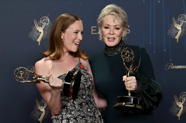 Mandatory Credit: Photo by Starbuck/AFF-USA/Shutterstock (15485213am) Hannah Einbinder and Jean Smart 77th Primetime Emmy Awards, Press Room, Los Angeles, California, USA - 14 Sep 2025