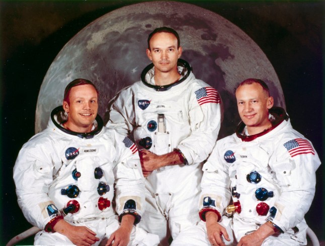 UNITED STATES - APRIL 15: Neil Armstrong, Michael Collins and Edwin ??Buzz?? Aldrin. Armstrong was the Mission Commander, Aldrin the Lunar Module pilot and Collins, who remained in lunar orbit while the other two astronauts landed on the Moon, was the Command Module pilot. Apollo 11, the first manned lunar landing mission, was launched on 16th July 1969 and Armstrong and Aldrin became the first and second men to walk on the Moon on 20th July 1969. (Photo by SSPL/Getty Images)
