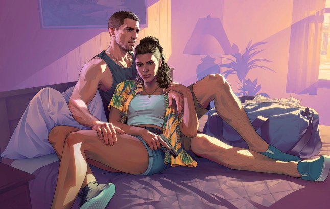 GTA 6 key art of Jason and Lucia