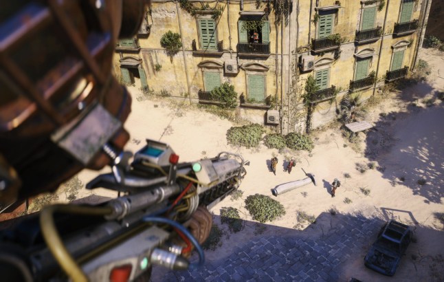 Arc Raiders screenshot of sniper hiding above a squad