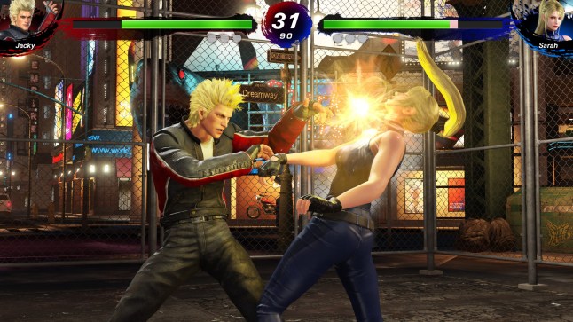 Virtua Fighter 5 R.E.V.O. World Stage screenshot of Jacky and Sarah fighting