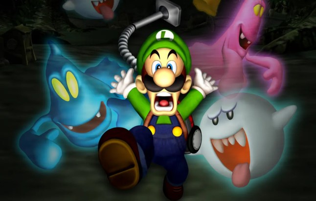 Luigi's Mansion key art with ghosts