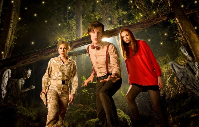 Alex Kingston, Karen Gillan and Matt Smith on Doctor Who