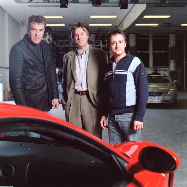 Television programme : TOP GEAR...Picture Shows: Jeremy Clarkson, James May and Richard Hammond. TX:BBC TWO, from Sunday, 11th May 2003 Top Gear revs up for a new series as Jeremy Clarkson and the team return to their purpose-built base for an irreverent side-swipe at the world of cars. As well as the usual no holds barred reviews of new metal and punishing laps of the BBC s own test track, there s a mix of old favourites, lots of new stuff and big-name stars dropping by to have some fun. WARNING: This BBC copyright image may be used only to publicise current BBC programmes or other BBC output. Any other use whatsoever without specific prior approval from the BBC may result in legal action....BBC TWO Unmanipulated picture BBC TWO, from Sunday, 11th May 2