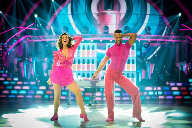 For use in UK, Ireland or Benelux countries only Undated BBC handout photo of Johannes Radebe and Catherine Tyldesley during the BBC1 dance contest, Strictly Come Dancing. PA Photo. Issue date: Saturday October 12, 2019. See PA story SHOWBIZ Strictly. Photo credit should read: Guy Levy/BBC/BBC/PA Wire NOTE TO EDITORS: Not for use more than 21 days after issue. You may use this picture without charge only for the purpose of publicising or reporting on current BBC programming, personnel or other BBC output or activity within 21 days of issue. Any use after that time MUST be cleared through BBC Picture Publicity. Please credit the image to the BBC and any named photographer or independent programme maker, as described in the caption.