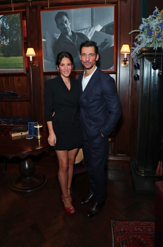 LONDON, ENGLAND - NOVEMBER 29: (FOR EVENING STANDARD USE ONLY)Stephanie Mendoros (L) and David Gandy attend the launch of the Hackett London x David Gandy Wellwear collaboration at Scarfes Bar, Rosewood London on November 29, 2023 in London, England. Pic Credit: Dave Benett