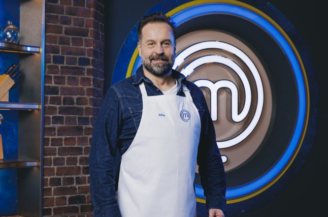 Alfie Boe in a MasterChef apron