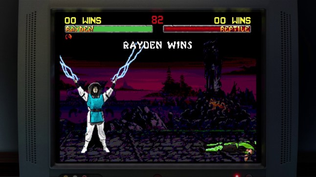 Mortal Kombat: Legacy Kollection screenshot of original game with Rayden celebrating a win
