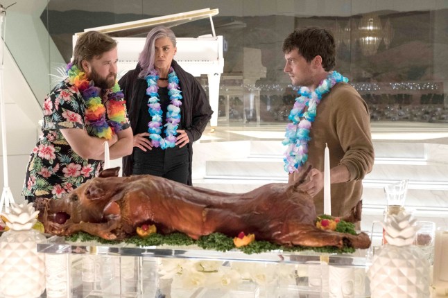 No Merchandising. Editorial Use Only. No Book Cover Usage. Mandatory Credit: Photo by Hulu/Everett/Shutterstock (14376199e) FUTURE MAN, from left: Haley Joel Osment, Eliza Coupe, Josh Hutcherson, 'PUP-E Q. Barkington', (Season 2, ep. 209, airs Jan. 11, 2019). photo: Erin Simkin / ?Hulu / Courtesy: Everett Collection FUTURE MAN - 11 Jan 2019