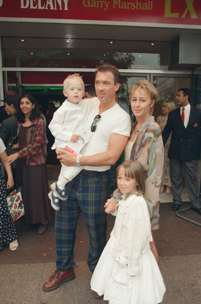 Martin Kemp of Spandau Ballet with his wife Shirlie and their children Harley and Roman at the London premiere of the film 'Mighty Morphin Power Rangers - The Movie'. London, 16th July 1995. (Photo by Nicol/Mirrorpix via Getty Images)