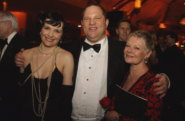 Mandatory Credit: Photo by BEI/REX/Shutterstock (5146134e) Juliette Binoche, Harvey Weinstein & Judi Dench 2001 AMPAS Governor's Ball March 25, 2001 - Los Angeles, CA. Juliette Binoche, Harvey Weinstein & Judi Dench . Academy of Motion Pictures Arts & Sciences Governors Ball at AMPAS. Photo?Berliner Studio/BEImages