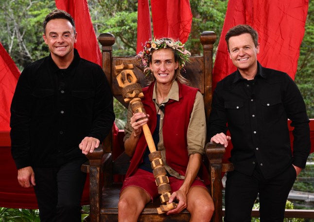 Editorial use only Mandatory Credit: Photo by James Gourley/ITV/Shutterstock (13639537bz) Jill Scott is crowned Queen of the Jungle, sat with Ant and Dec 'I'm a Celebrity... Get Me Out of Here!' TV Show, Series 22, Live Final, Australia - 27 Nov 2022