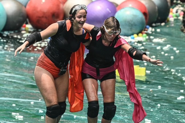 Editorial use only STRICT EMBARGO - NOT TO BE USED BEFORE 22:25 GMT, 07 Dec 2019 - EDITORIAL USE ONLY Mandatory Credit: Photo by James Gourley/ITV/Shutterstock (10494002ay) Bushtucker Trial, Celebrity Cyclone - Jacqueline Jossa, Kate Garraway, Roman Kemp and Andy Whyment 'I'm a Celebrity... Get Me Out of Here!' TV Show, Series 19, Australia - 07 Dec 2019