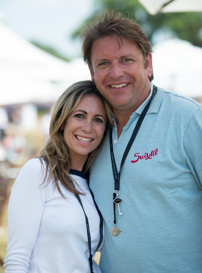 CHICHESTER, ENGLAND - JULY 14: James Martin (R) and Louise Davis attend the Cartier Style et Luxe at Goodwood Festival of Speed on July 14, 2013 in Chichester, England. (Photo by Nick Harvey/WireImage)