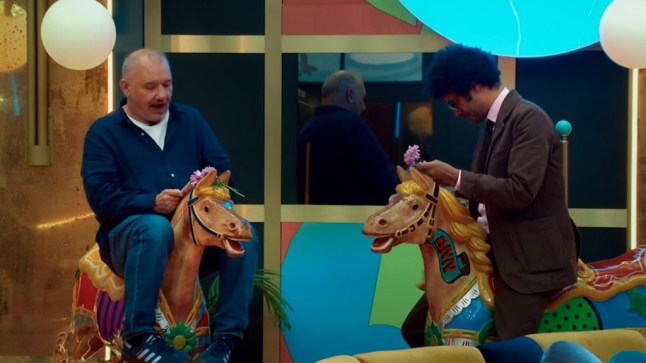 Bob Mortimer winning 'Last One Laughing' joke against Richard Ayoade. Amazon Prime