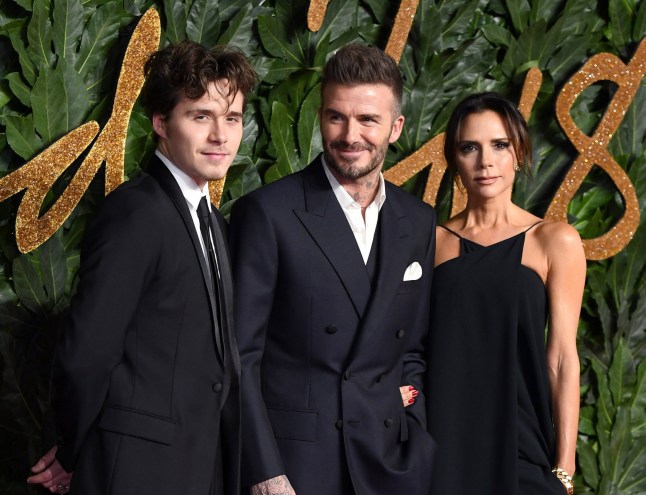 Brooklyn Beckham, David Beckham and Victoria Beckham
