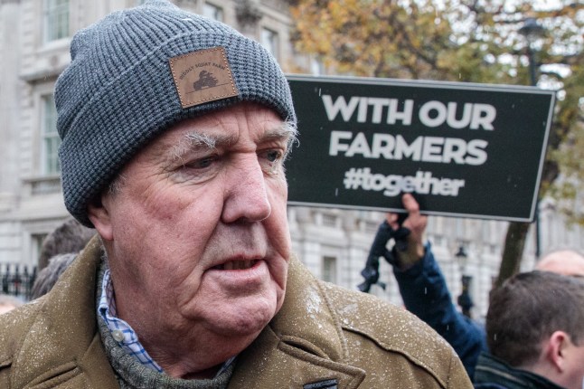 TV presenter and farmer Jeremy Clarkson joins thousands of farmers protesting in Whitehall against changes made by the UK government to agricultural inheritance tax on 19th November 2024 in London, United Kingdom. Government ministers have intimated that they will not reverse the changes, made in the recent budget, and that the money raised by them will be allocated to schools and health.(photo by Mark Kerrison/In Pictures via Getty Images)
