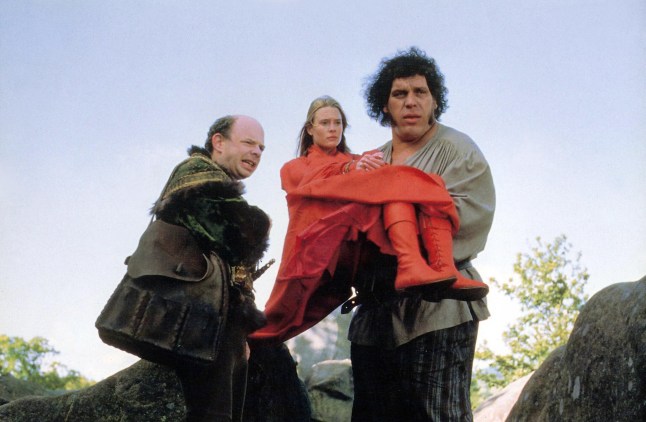 Editorial use only. No book cover usage. Mandatory Credit: Photo by 20th Century Fox/Kobal/Shutterstock (5883489g) Wallace Shawn, Robin Wright, Andre The Giant The Princess Bride - 1987 Director: Rob Reiner 20th Century Fox USA Scene Still Action/Comedy Princess Bride