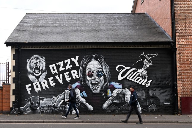 A general view of an Ozzy Osbourne mural before the Premier League match at Villa Park, Birmingham. Picture date: Sunday October 5, 2025. PA Photo. Photo credit should read: Cody Froggatt/PA Wire. RESTRICTIONS: EDITORIAL USE ONLY No use with unauthorised audio, video, data, fixture lists, club/league logos or "live" services. Online in-match use limited to 120 images, no video emulation. No use in betting, games or single club/league/player publications.