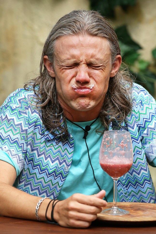 Editorial use only Mandatory Credit: Photo by Shutterstock (4273035i) Bushtucker Trial 'Vile Vineyard' - Jimmy Bullard drinks a 'White Zinfan-Hell', blended camel testicles 'I'm A Celebrity...Get Me Out Of Here!' TV Programme, Australia - 01 Dec 2014