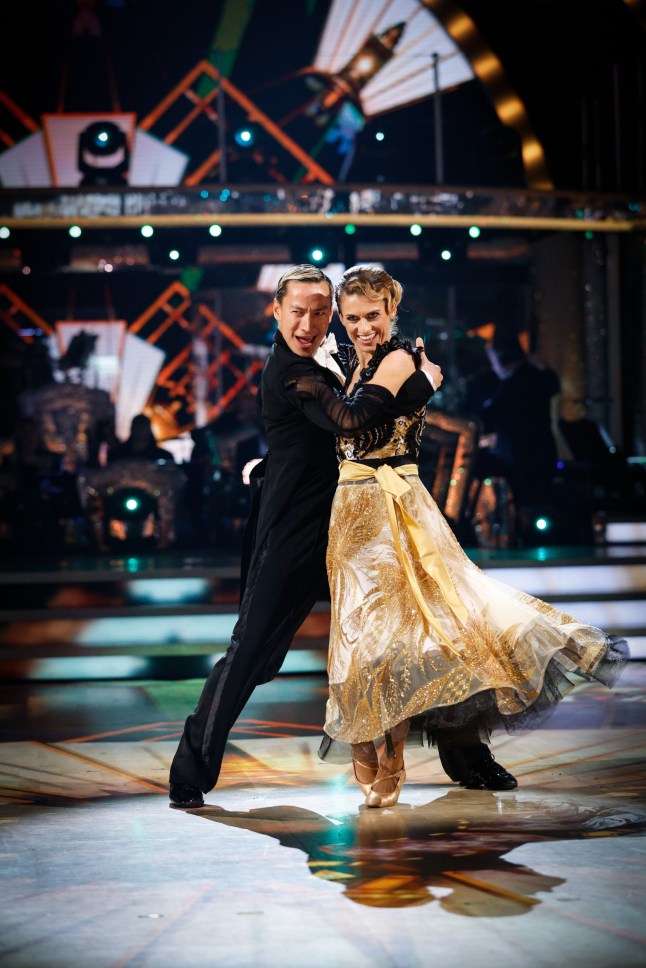 For use in UK, Ireland or Benelux countries only BBC handout photo of Karen Carney and Carlos Gu during their appearance on the live show of Saturday's Strictly Come Dancing show on BBC1. Issue date: Saturday October 18, 2025. PA Photo. Photo credit should read: Guy Levy/BBC/PA Wire NOTE TO EDITORS: Not for use more than 21 days after issue. You may use this picture without charge only for the purpose of publicising or reporting on current BBC programming, personnel or other BBC output or activity within 21 days of issue. Any use after that time MUST be cleared through BBC Picture Publicity. Please credit the image to the BBC and any named photographer or independent programme maker, as described in the caption.