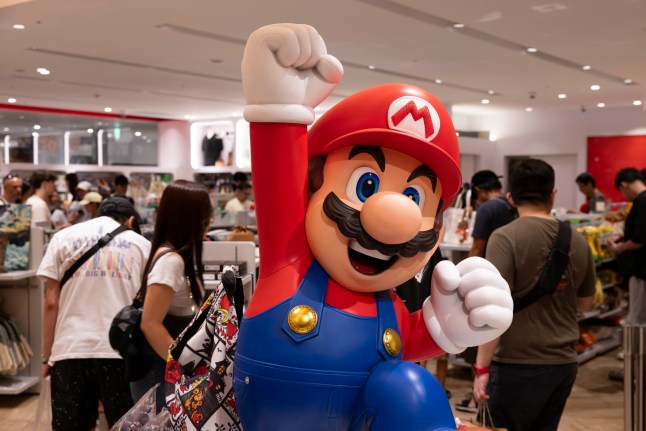 A Super Mario statue at a Nintendo store in Japan