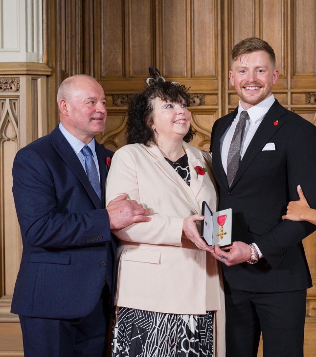 Adam Peaty OBE - with his Mum, Caroline and Dad, Mark. FROM: Instagram