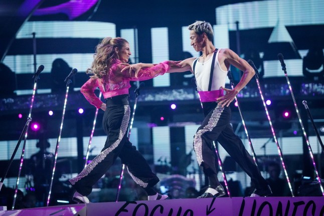 For use in UK, Ireland or Benelux countries only BBC handout photo of Karen Carney and Carlos Gu during their appearance on the live show on Saturday for BBC1's Strictly Come Dancing. Picture date: Saturday November 29, 2025. PA Photo. Photo credit should read: Kieron McCarron/BBC/PA Wire NOTE TO EDITORS: Not for use more than 21 days after issue. You may use this picture without charge only for the purpose of publicising or reporting on current BBC programming, personnel or other BBC output or activity within 21 days of issue. Any use after that time MUST be cleared through BBC Picture Publicity. Please credit the image to the BBC and any named photographer or independent programme maker, as described in the caption.