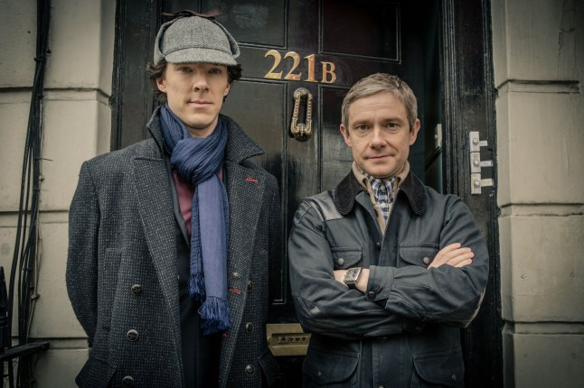 EDITORIAL USE ONLY / NO MERCHANDISING / BOOK PUBLISHING TO BE CLEARED BEFORE USE Mandatory Credit: Photo by Hartswood Films/Shutterstock (4273017a) Benedict Cumberbatch and Martin Freeman 'Sherlock' TV Programme. - 2014