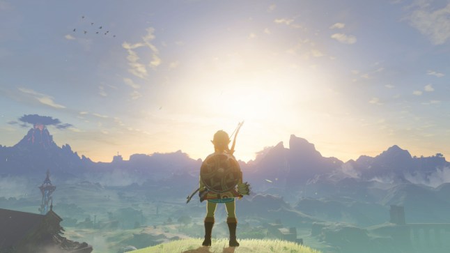 Zelda: Breath Of The Wild landscape with Link
